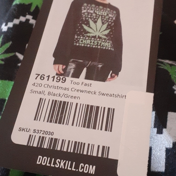 #1❤️ Nwt Too Fast 420 Christmas Sweatshirt - Picture 4 of 5